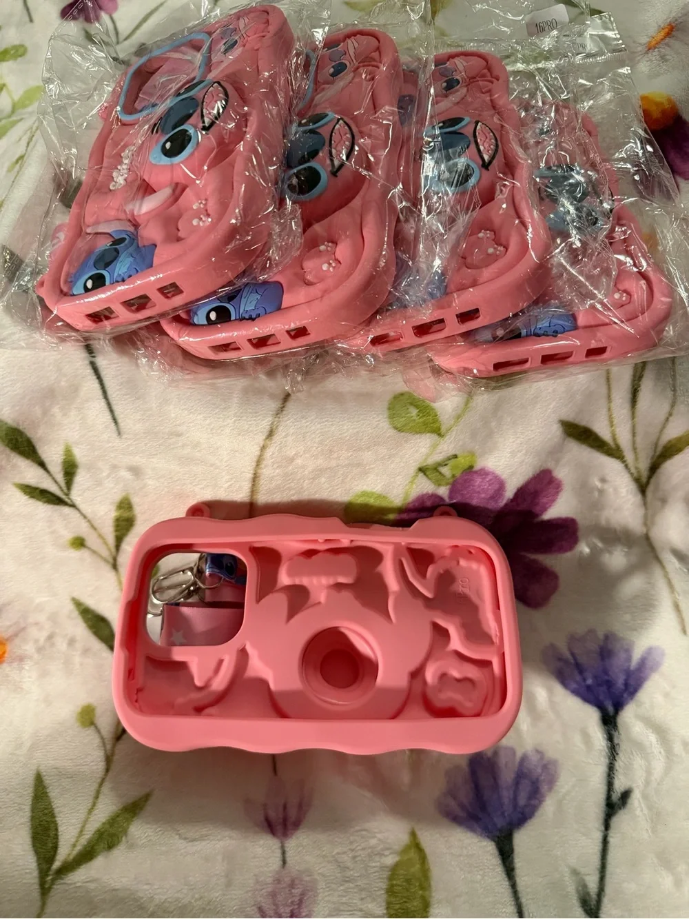 5‼️ Pink Stitch Silicone iphone 16 Pro Crossbody Pop-socket Case